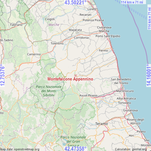 Montefalcone Appennino on map