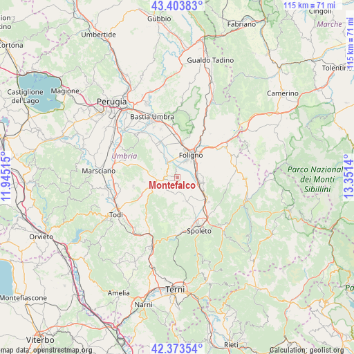 Montefalco on map