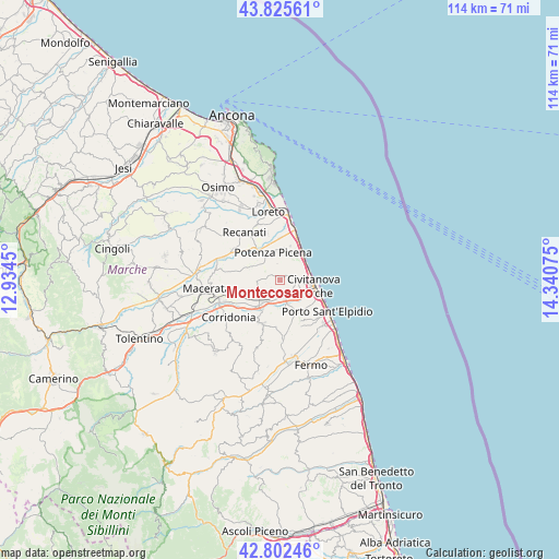 Montecosaro on map