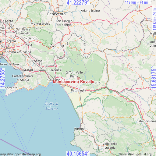 Montecorvino Rovella on map