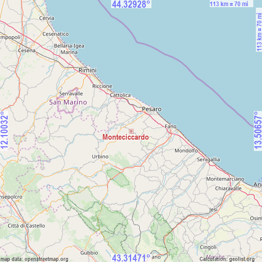 Monteciccardo on map