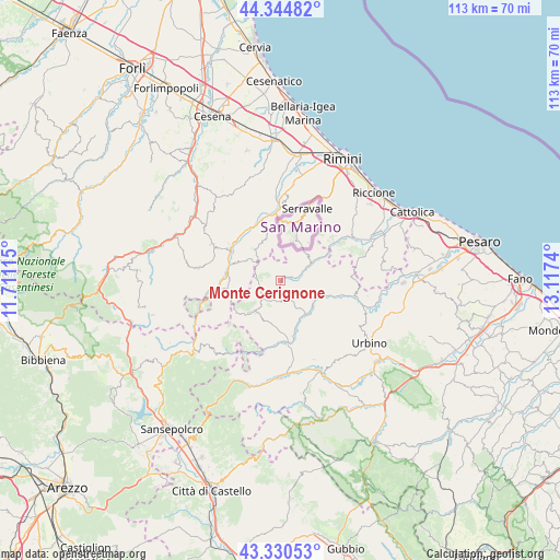 Monte Cerignone on map