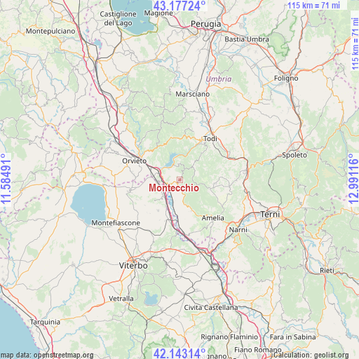 Montecchio on map