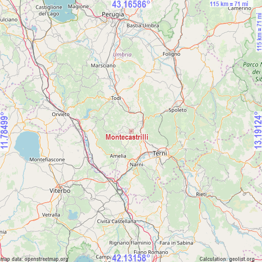 Montecastrilli on map