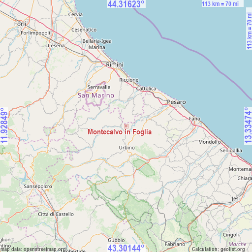 Montecalvo in Foglia on map