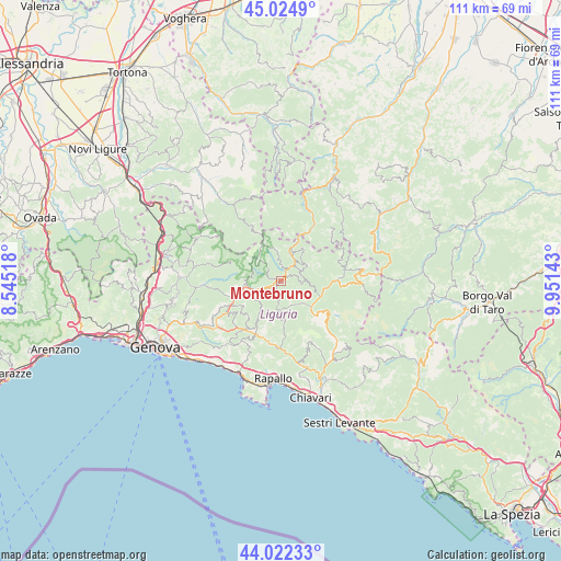 Montebruno on map