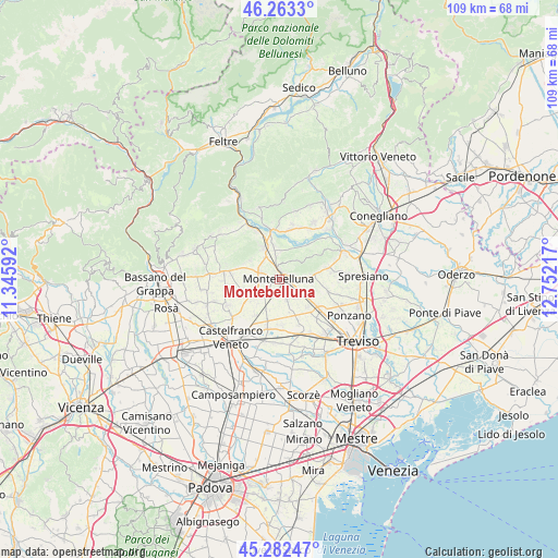Montebelluna on map