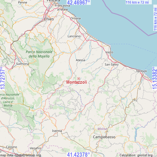 Montazzoli on map