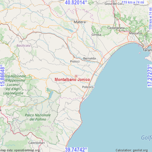 Montalbano Jonico on map