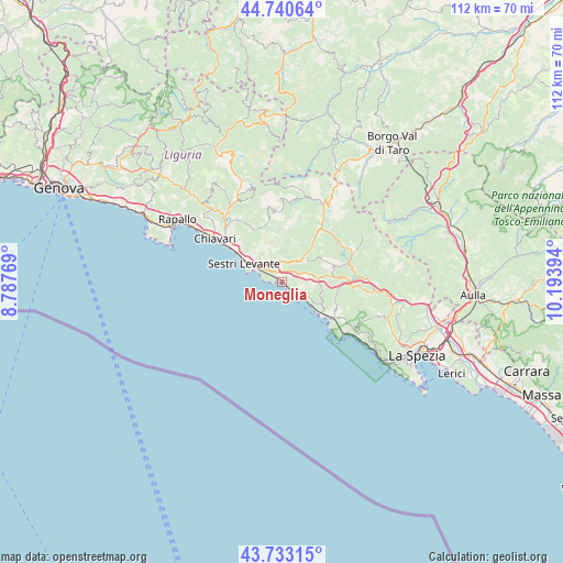 Moneglia on map