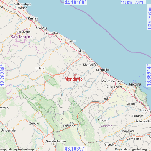 Mondavio on map