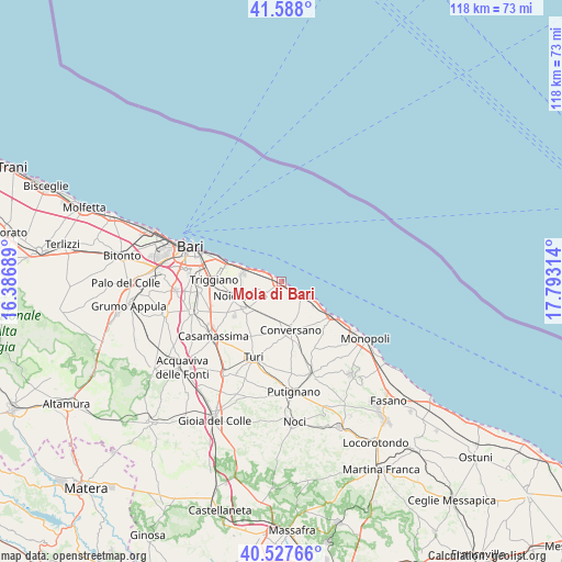 Mola di Bari on map