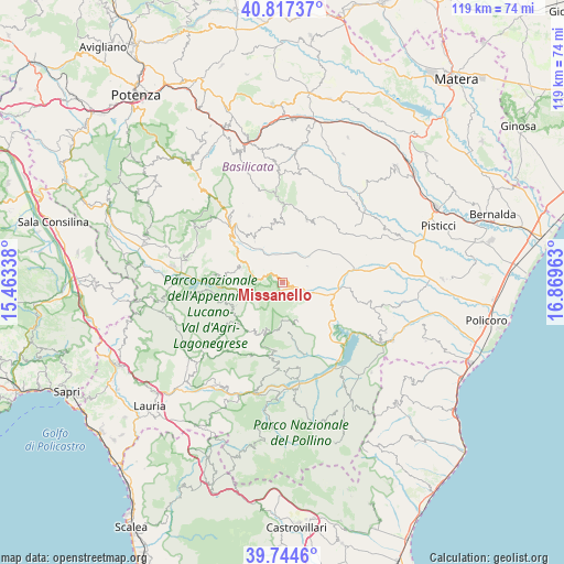 Missanello on map