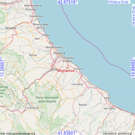 Miglianico on map