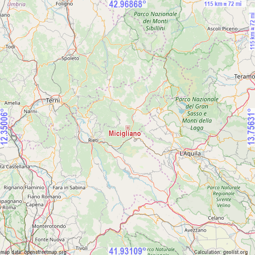 Micigliano on map