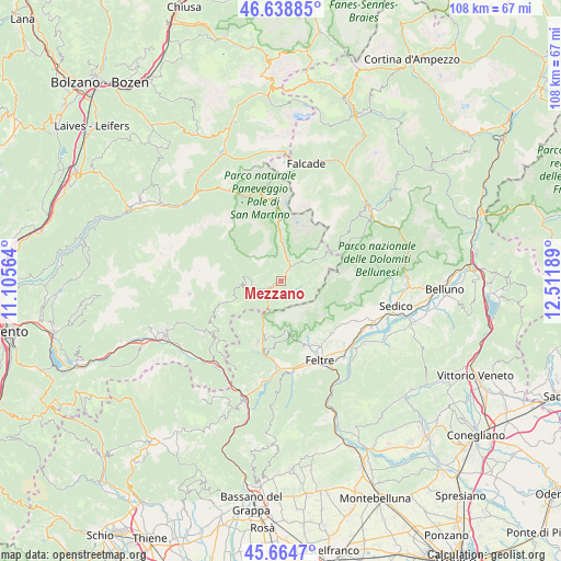 Mezzano on map