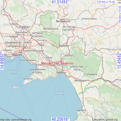 Mercato San Severino on map