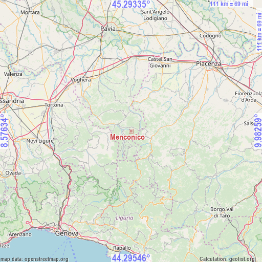 Menconico on map