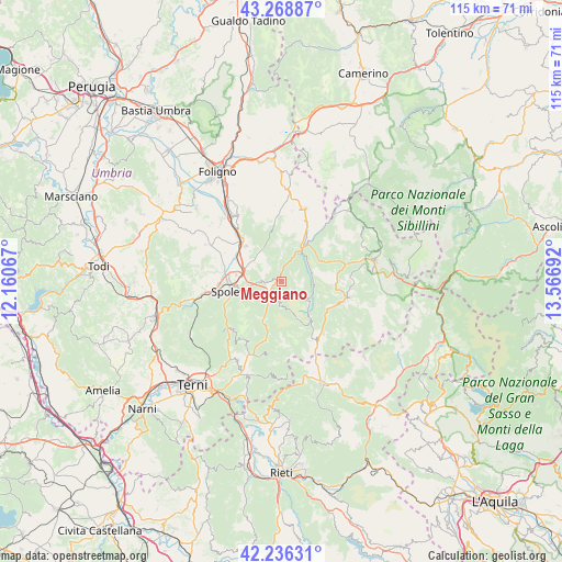 Meggiano on map