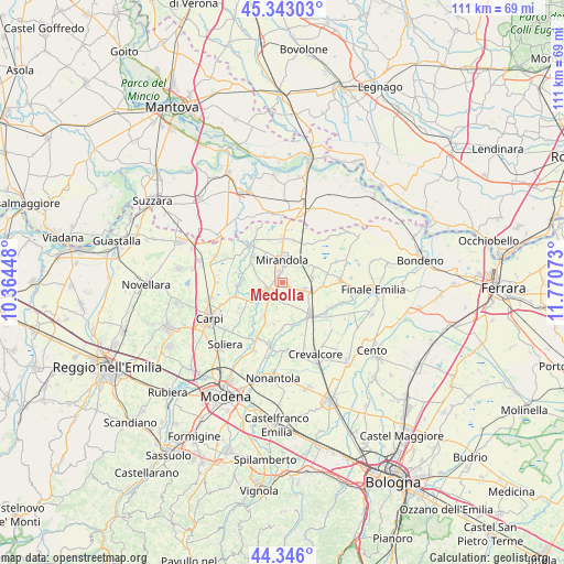 Medolla on map