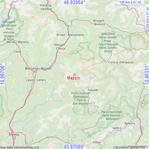 Mazzin on map