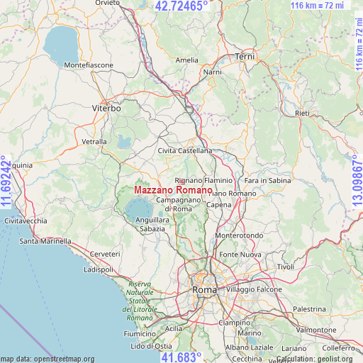 Mazzano Romano on map