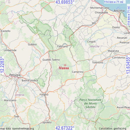 Massa on map