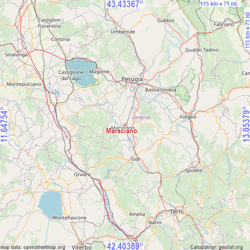 Marsciano on map