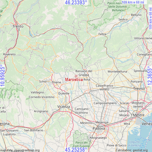 Marostica on map