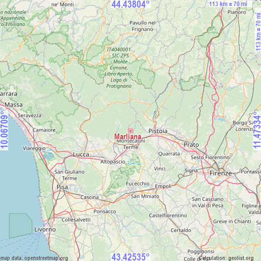 Marliana on map