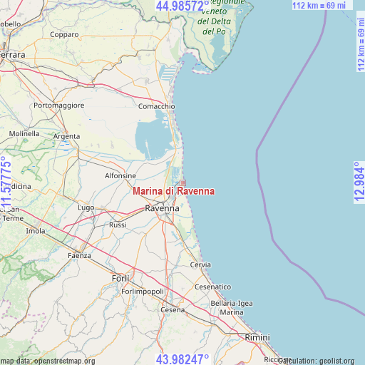 Marina di Ravenna on map