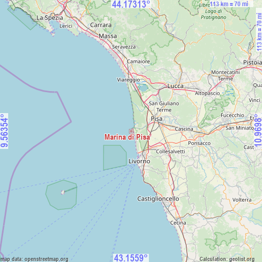 Marina di Pisa on map