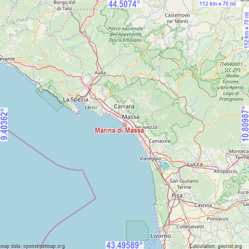 Marina di Massa on map