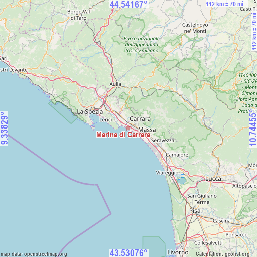 Marina di Carrara on map