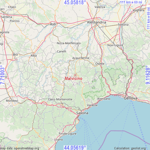 Malvicino on map