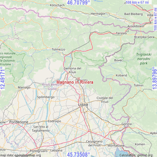 Magnano in Riviera on map