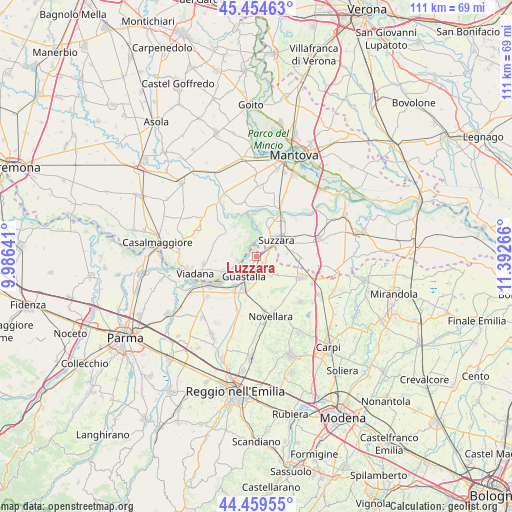 Luzzara on map