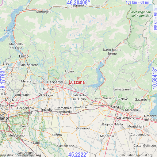 Luzzana on map