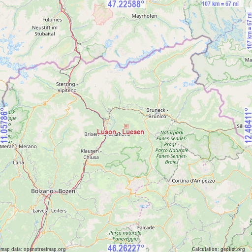 Luson - Luesen on map