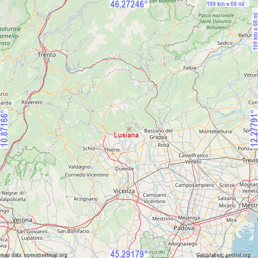 Lusiana on map