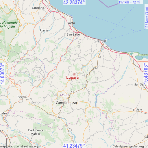 Lupara on map