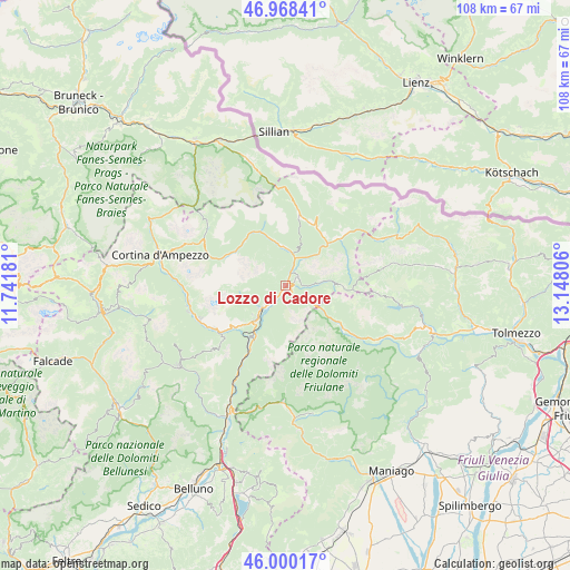 Lozzo di Cadore on map