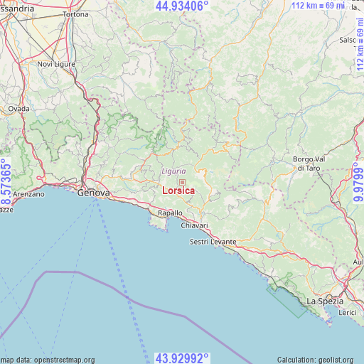 Lorsica on map