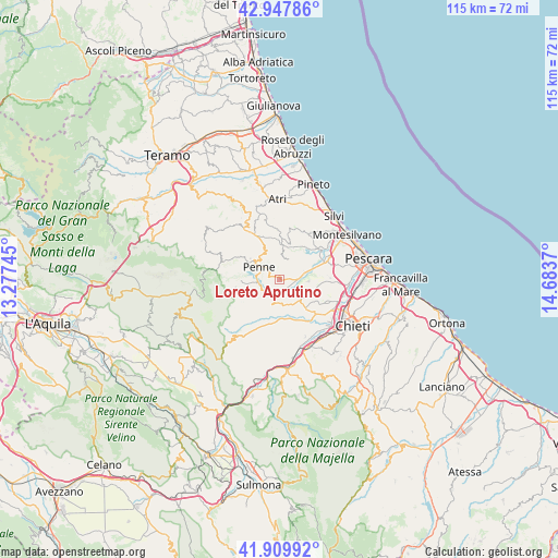 Loreto Aprutino on map