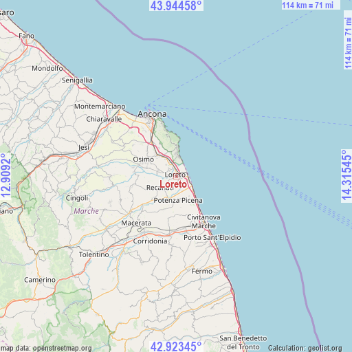 Loreto on map