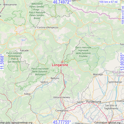 Longarone on map