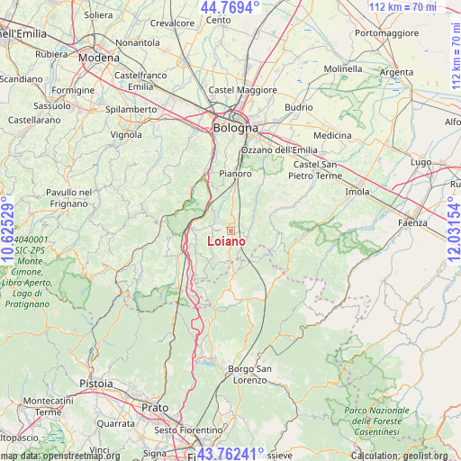 Loiano on map