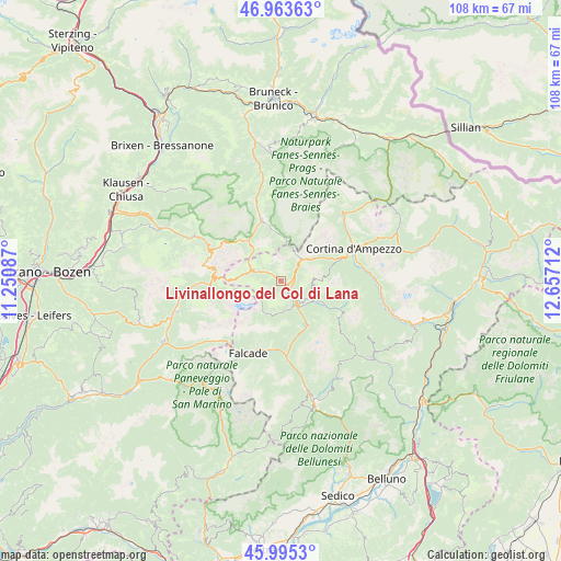 Livinallongo del Col di Lana on map