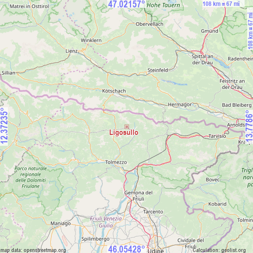 Ligosullo on map