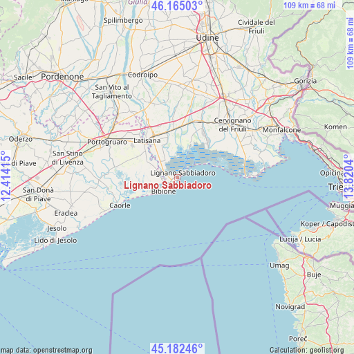 Lignano Sabbiadoro on map